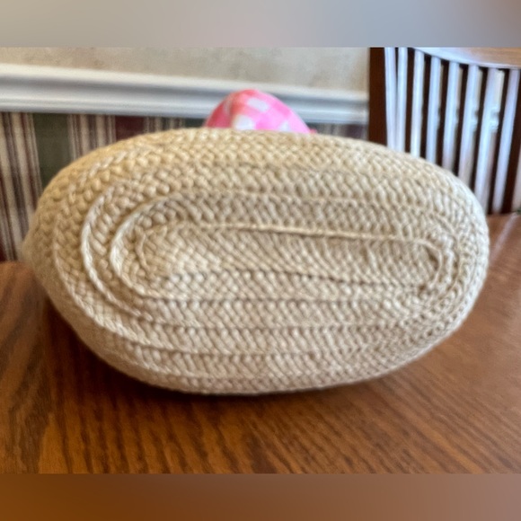 🐣Jessica Simpson Pink and Cream Woven mini tote Adult Easter Basket idea. NEW - Picture 11 of 13